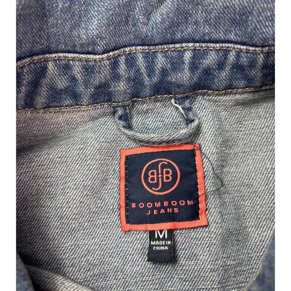 Boom Boom Jeans Womens Denim Trucker Jacket M Vintage Y2K Studded Distressed - Picture 9 of 10